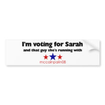 I'm Voting for Sarah Bumper Sticker
