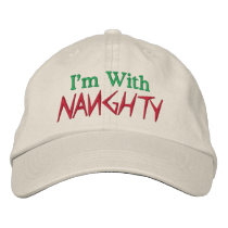 I'm With 'NAUGHTY' embroidered hats