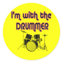 I'M WITH THE DRUMMER ROUND STICKERS