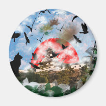 Imabari castle and flower and bird fridge magnet