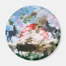 Imabari castle and flower and butterfly fridge magnets