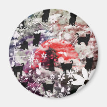 Imabari castle and flower and butterfly refrigerator magnets