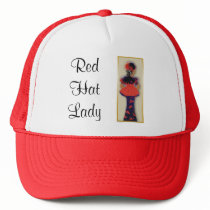 Image of a Red Hat Lady on a cap