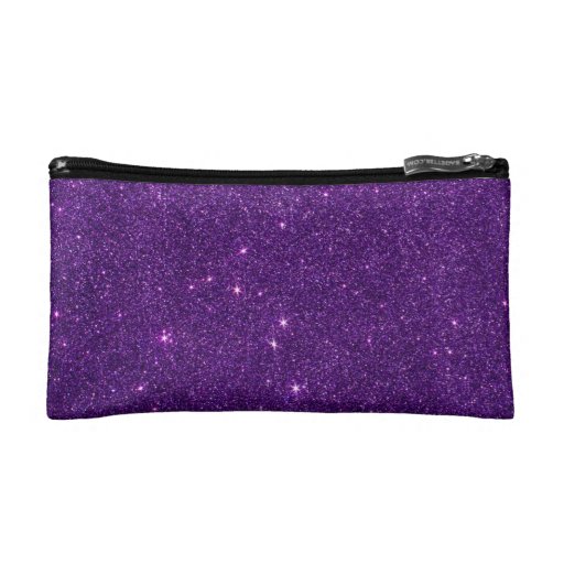 Image of Bright Purple Glitter Cosmetic Bag Zazzle