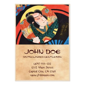 Image of kabuki actor on folding fan Utagawa ukiyo Business Cards