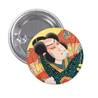 Image of kabuki actor on folding fan Utagawa ukiyo Buttons