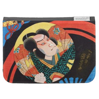 Image of kabuki actor on folding fan Utagawa ukiyo Cases For The Kindle