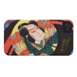 Image of kabuki actor on folding fan Utagawa ukiyo iPhone 4 Case-Mate Case