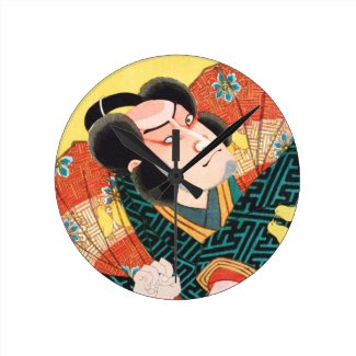 Image of kabuki actor on folding fan Utagawa ukiyo Wallclocks
