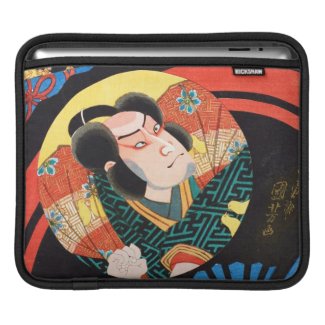 Image of kabuki actor on folding fan Utagawa ukiyo iPad Sleeve