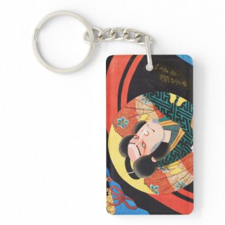 Image of kabuki actor on folding fan Utagawa ukiyo Key Chain