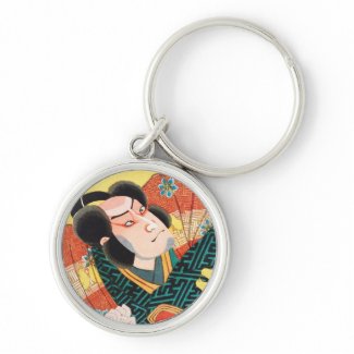 Image of kabuki actor on folding fan Utagawa ukiyo Keychains