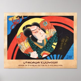 Image of kabuki actor on folding fan Utagawa ukiyo Print