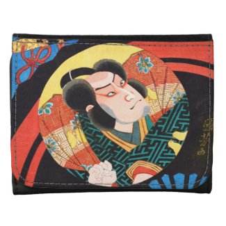 Image of kabuki actor on folding fan Utagawa ukiyo Tri-fold Wallet