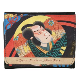 Image of kabuki actor on folding fan Utagawa ukiyo Trifold Wallet