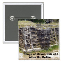 Image of Mayan Sun God, Belize Pinback Button