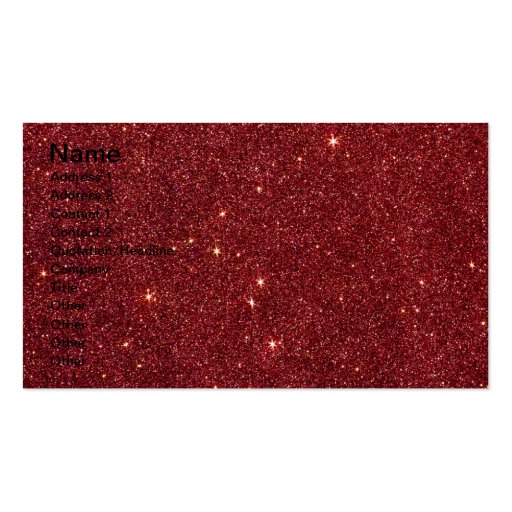 Image of trendy red glitter business cards (front side)