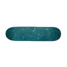 Image of trendy teal glitter skateboard deck