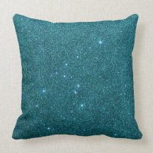 Image of trendy teal glitter throw pillow
