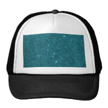 Image of trendy teal glitter trucker hat