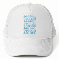 IMAGINE - Blue International Peace Signs Trucker Hat