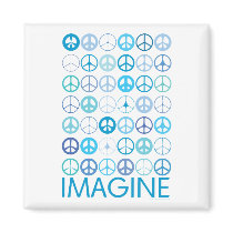 IMAGINE - Blue International Peace Signs magnets by GreenNeighborPeace IMAGINE - Blue International Peace Signs magnets