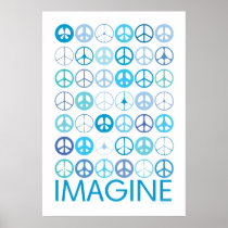 IMAGINE - Blue International Peace Signs Posters