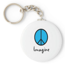 Imagine BLUE peace symbol Keychain
