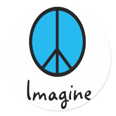 Imagine BLUE peace symbol Stickers by gailg1957