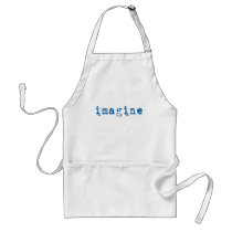 Imagine in Blue Typewriter Font aprons