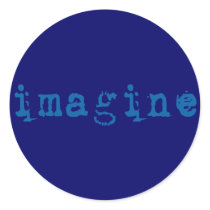 Imagine in Blue Typewriter Font stickers