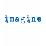 Imagine in Blue Typewriter Font t-shirts