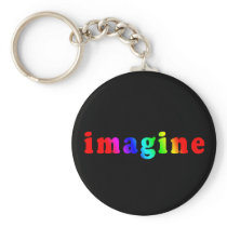Imagine in Rainbow Color Lettering Keychains