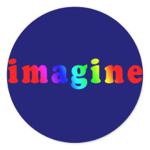 Imagine in Rainbow Color Lettering stickers