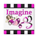 Imagine Mermaid Pink Edition Square Fridge Magnet