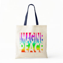 IMAGINE PEACE RAINBOW TOTE BAGS