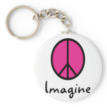 Imagine PINK PEACE symbol Key Chains