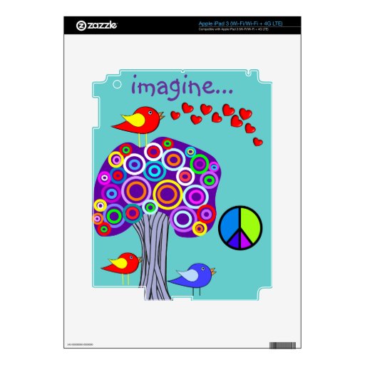 Imagine Trees, Peace Sign and Bird Design iPad 3 Skins