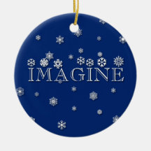 Imagine with Snowflakes Holiday Ornament