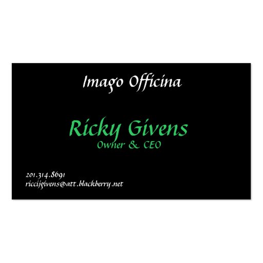 Imago Officina, Ricky Givens, Owner & CEO, 201.... Business Card Templates (front side)