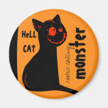 imán de Halloween del gato negro del infierno