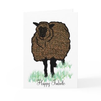 Imbolc Knitted Sheep card