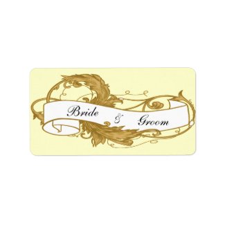 Gold Leaf and Banner Wedding Labels