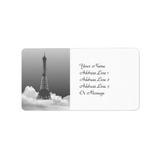 Paris Eiffel Tower in Cloud Name Address Labels