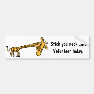 AR-Giraffe Cartoon Volunteer Bumper Sticker