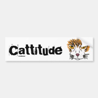 AS- Funny Cat Cartoon Cattitude Bumper Sticker