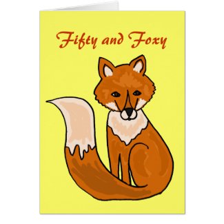 AE- Fifty and Foxy Birthday Card