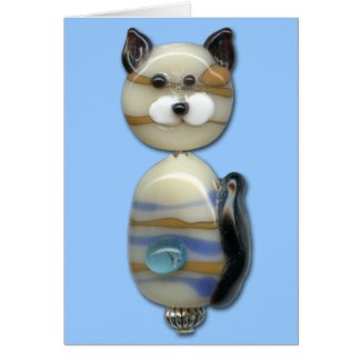 Blue Brown Glass Bead Cat