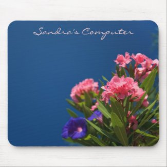 Blue and Pink Floral Mousepad