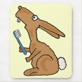 AC- Funny Bunny Rabbit with a Toothbrush Mousepad